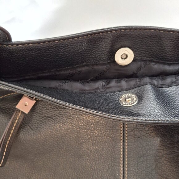 Tignanello Black Leather Messenger Shoulder Bag - Picture 8 of 9
